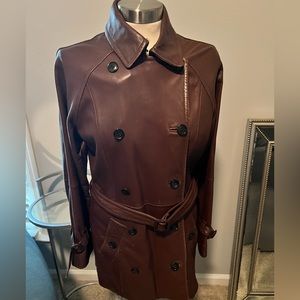 Brooks Brothers Women’s brown genuine leather trench coat